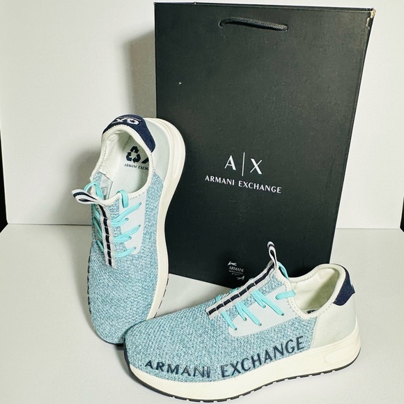 Armani Exchange Sneakers XUX058 Logo Sock Style Fabric Stretch Slip On Style - Picture 13 of 14